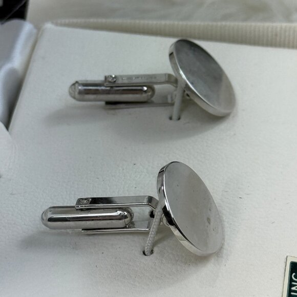 Vintage Lennons Jewelers Boxed Sterling Silver Round Cuff Links .75" - Picture 4 of 6